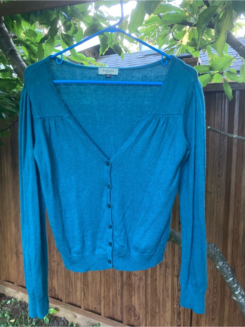 Teal Button-Front V-Neck Cardigan